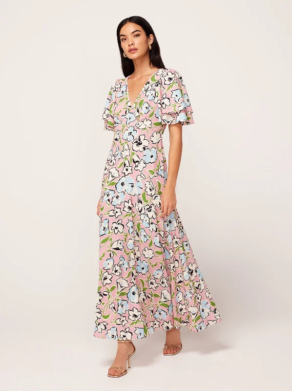 Peter Pan Collar DressTallulah Pink Floral Print Maxi Dress