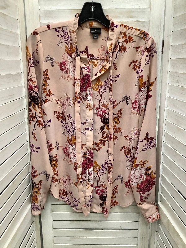 women's tops for summer festivalsTop Long Sleeve By Worthington In Floral Print, Size: M