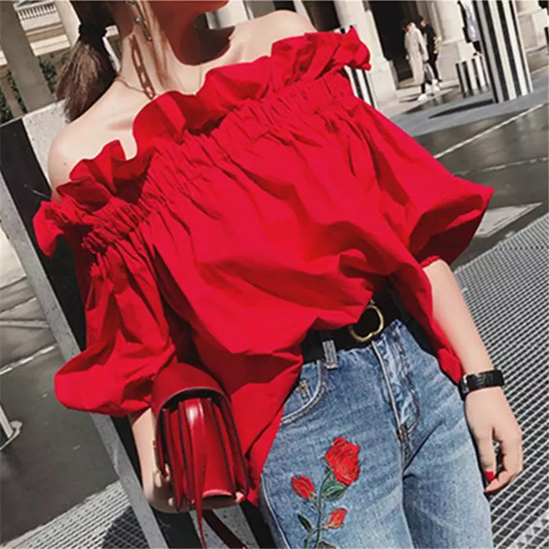 women's tops for those who want to add a touch of sophistication to their casual attireWomen's Ruffled Fashion Designer Puffed Sleeves Tops T-Shirts