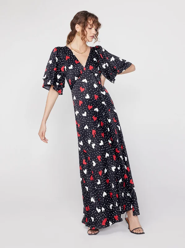 women's apple-shaped body dressesTallulah Red Heart Print Maxi Dress