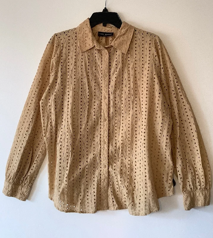 silk women's topsTop Long Sleeve By Lane Bryant In Tan, Size: Xl