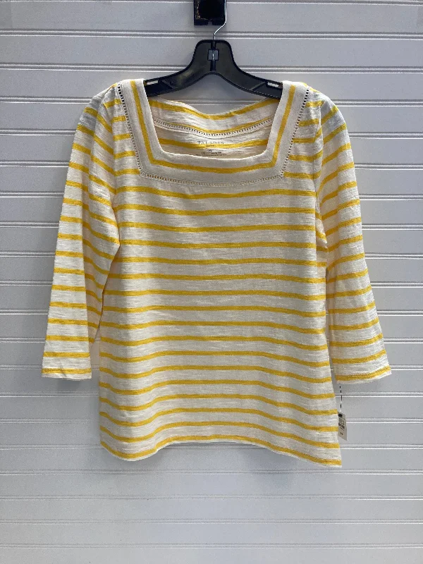 women's tops for those who love to mix and match prints and patternsTop 3/4 Sleeve By Talbots In Cream & Yellow, Size: Petite  M