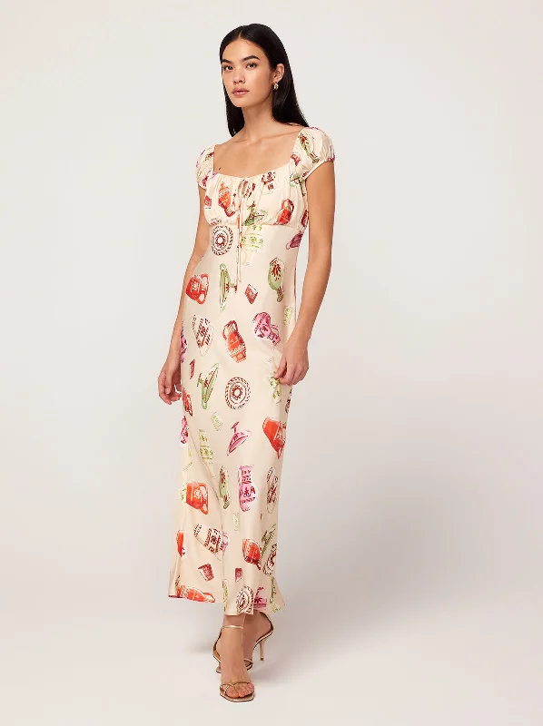 Minimalist DressBess Ivory Pottery Print Maxi Dress