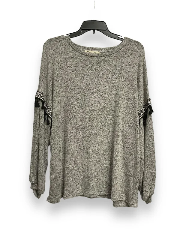 cropped women's topsTop Long Sleeve By Clothes Mentor In Grey, Size: M