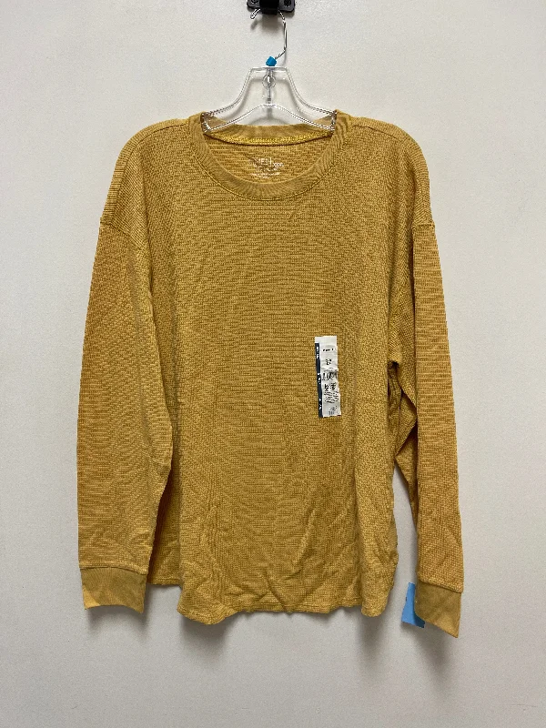 women's tops for picnics in the parkTop Long Sleeve Basic By Time And Tru In Yellow, Size: 3x