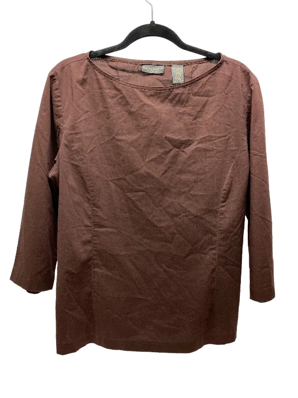 cropped women's topsTop 3/4 Sleeve By Banana Republic In Brown, Size: L