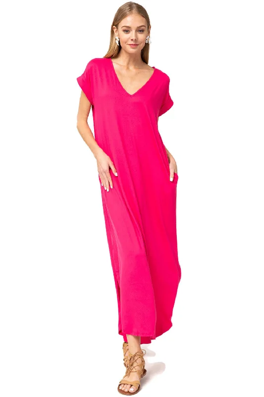 Button-Down DressEveryday Pocket Maxi Dress, Hot Pink