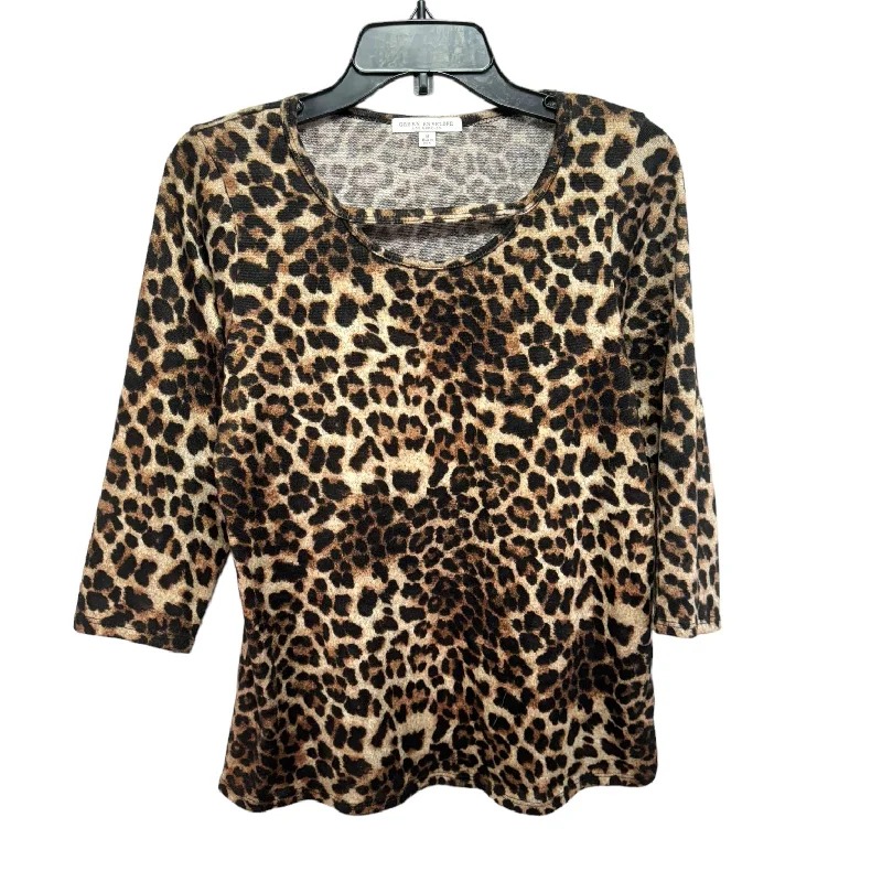 women's tops for fashion-conscious professionalsTop 3/4 Sleeve By Green Envelope In Leopard Print, Size: M