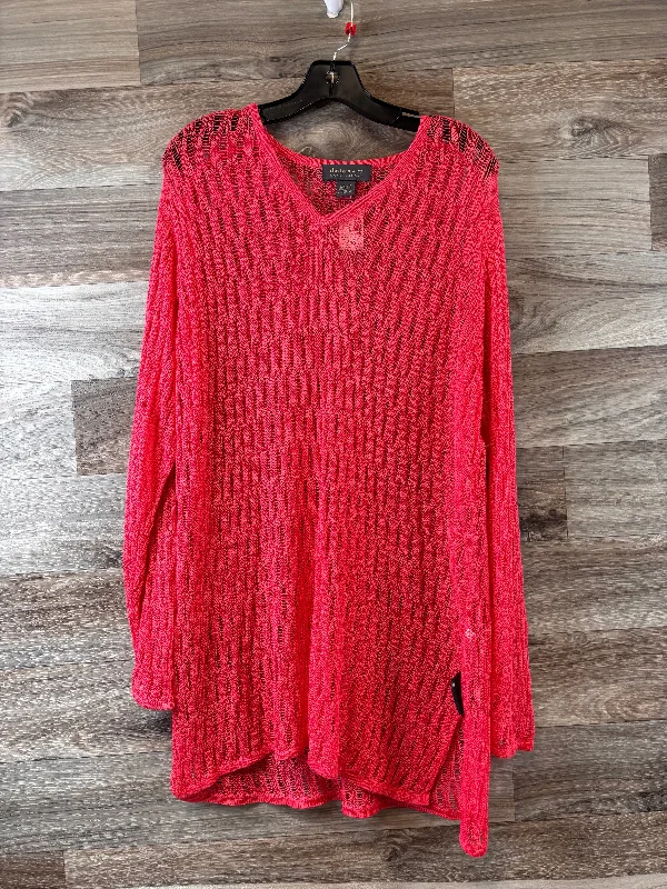 women's tops with spaghetti straps and deep V-necksTunic 3/4 Sleeve By Lane Bryant In Coral, Size: 2x