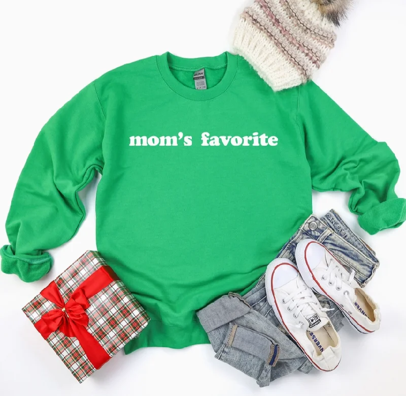 women's tops with embroidery detailsGreen Mom's Favorite Sweatshirt