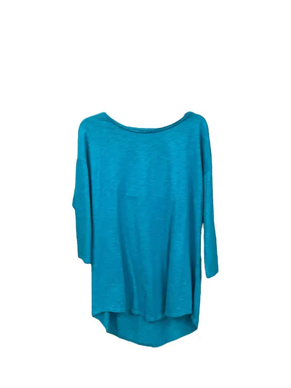 women's tops made from cottonTop 3/4 Sleeve By Chicos In Aqua, Size: M