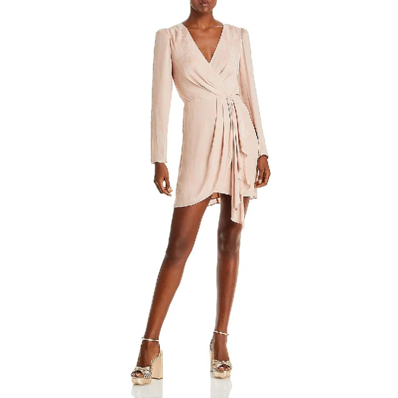 women's everyday dressesBCBGMAXAZRIA Womens Faux Wrap Mini Cocktail and Party Dress