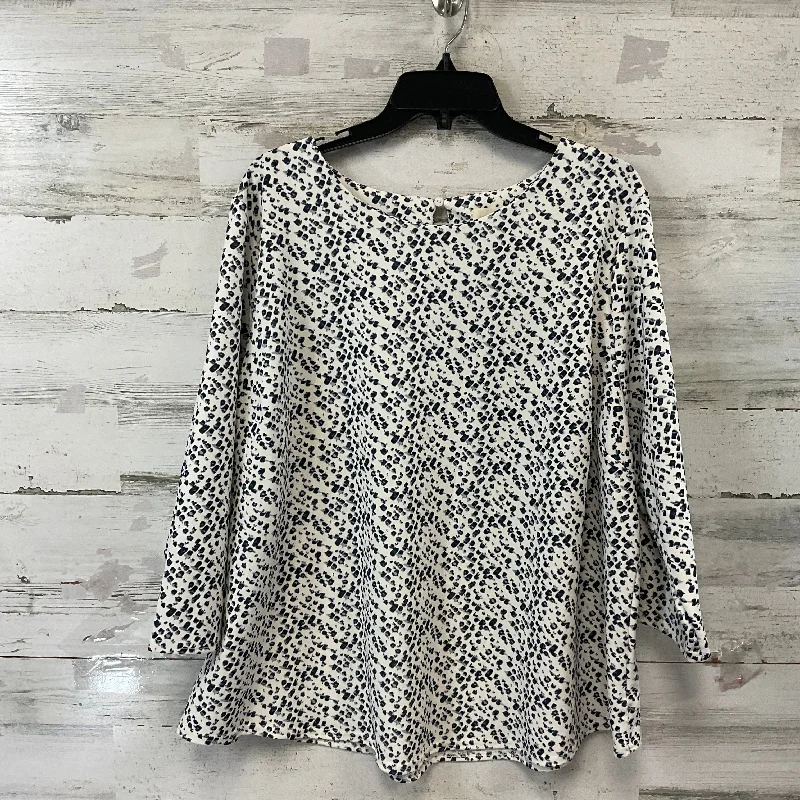 women's tops with ruffled hemsTop Long Sleeve By Melloday In Black & White, Size: 2x