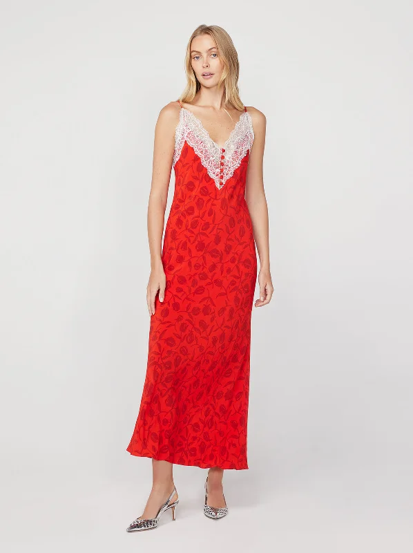 women's wrap dressesDaphne Red Tulip Print Maxi Slip Dress