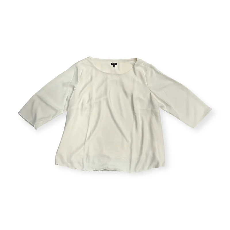 women's tops made from cottonTop 3/4 Sleeve By Talbots In Cream, Size: 2x