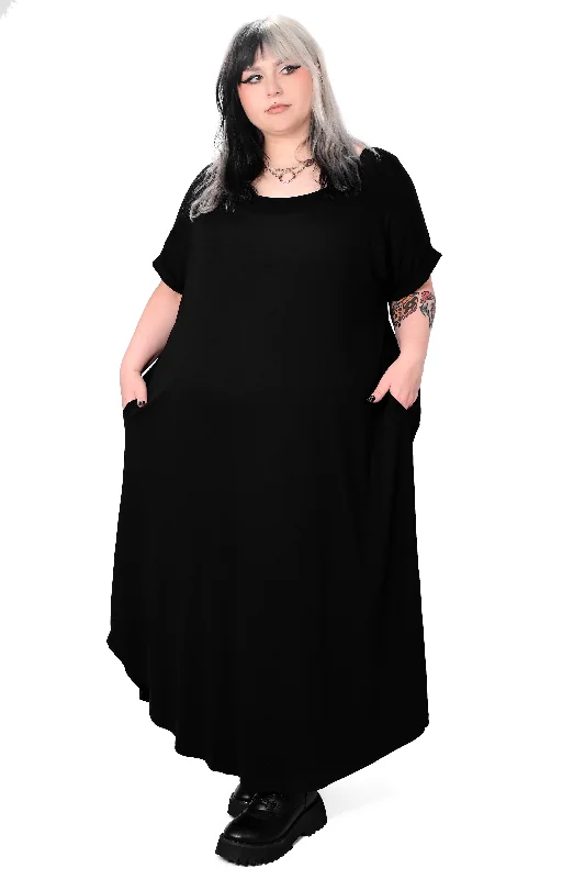 women's minimalist dressesBrunch Goth Oversized Maxi Dress