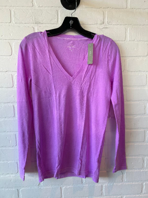 women's tops with asymmetrical designsTop Long Sleeve Basic By J. Crew In Purple, Size: S