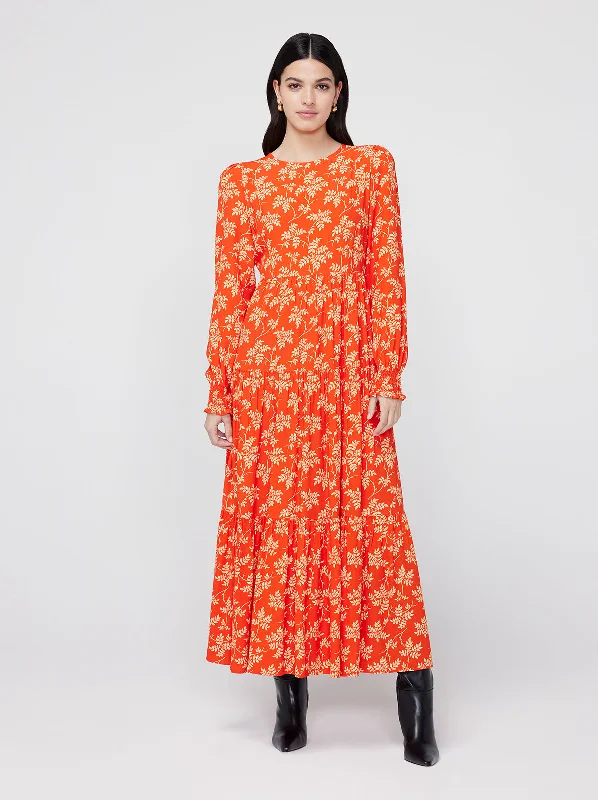 Crepe DressNicole Chilli Vintage Leaf Print Maxi Dress