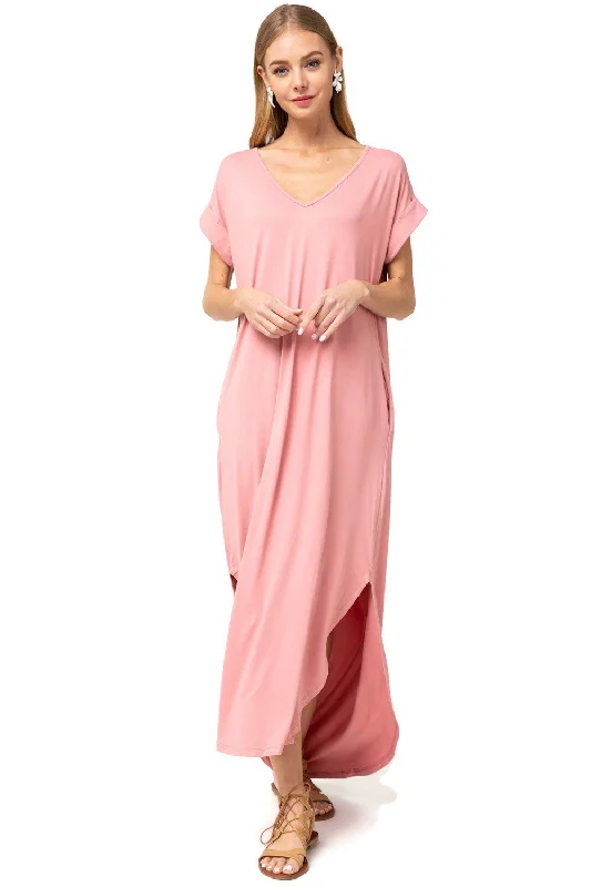 Chiffon DressEveryday Pocket Maxi Dress, Dusty Rose