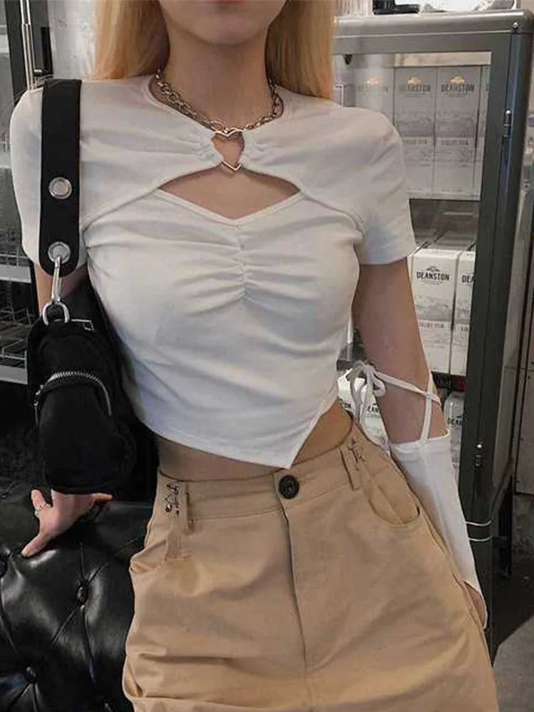 women's tops for those who prefer classic over trendy stylesWomen's Blouses Asymmetrical Hallow Out Tops Fashion Designer T-Shirts