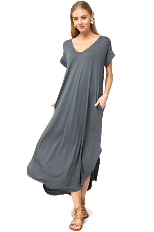 Polka-Dot DressEveryday Pocket Maxi Dress, Charcoal