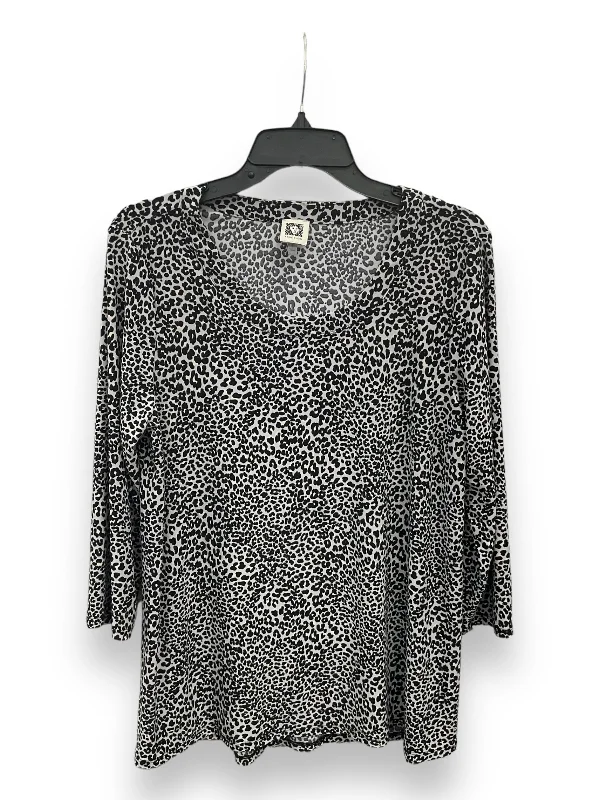 women's tops for relaxed weekendsTop 3/4 Sleeve By Anne Klein In Animal Print, Size: L