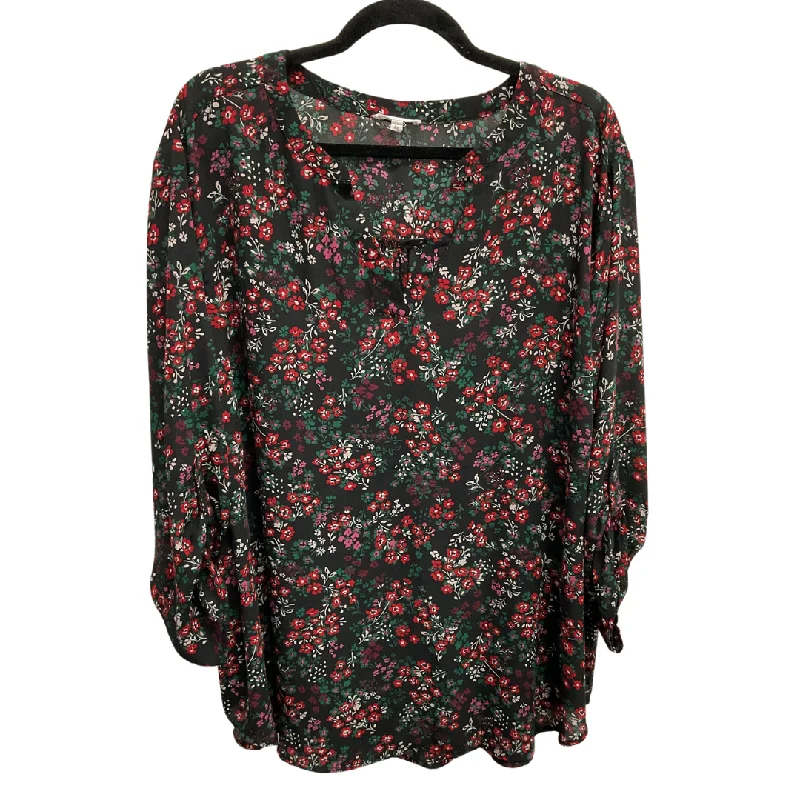 women's tops for those who want to wear pieces that are both comfortable and stylishTop Long Sleeve By Maurices In Black & Red, Size: 3x