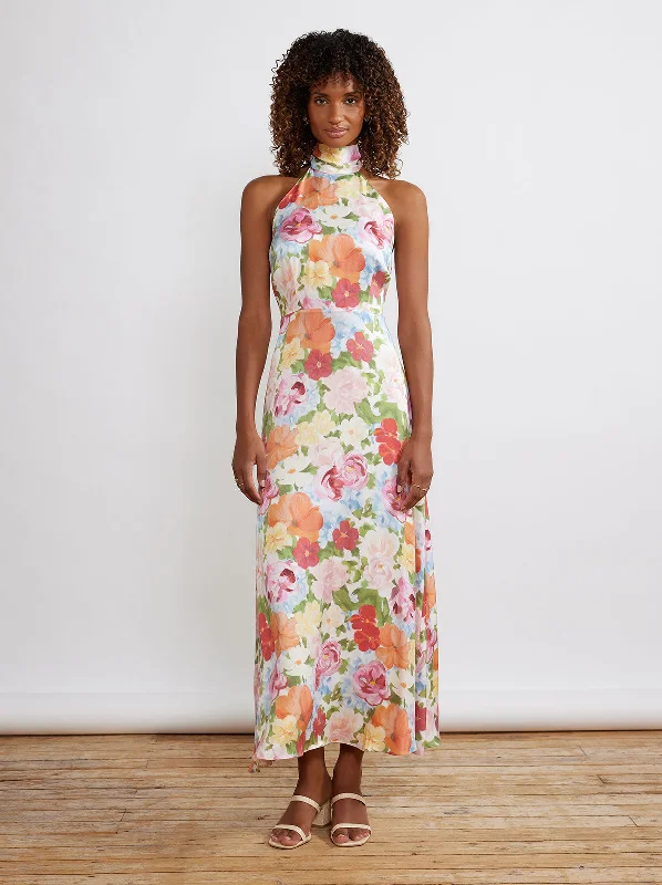 women's easy-to-wear dressesDakota Painted Floral Halterneck Maxi Dress