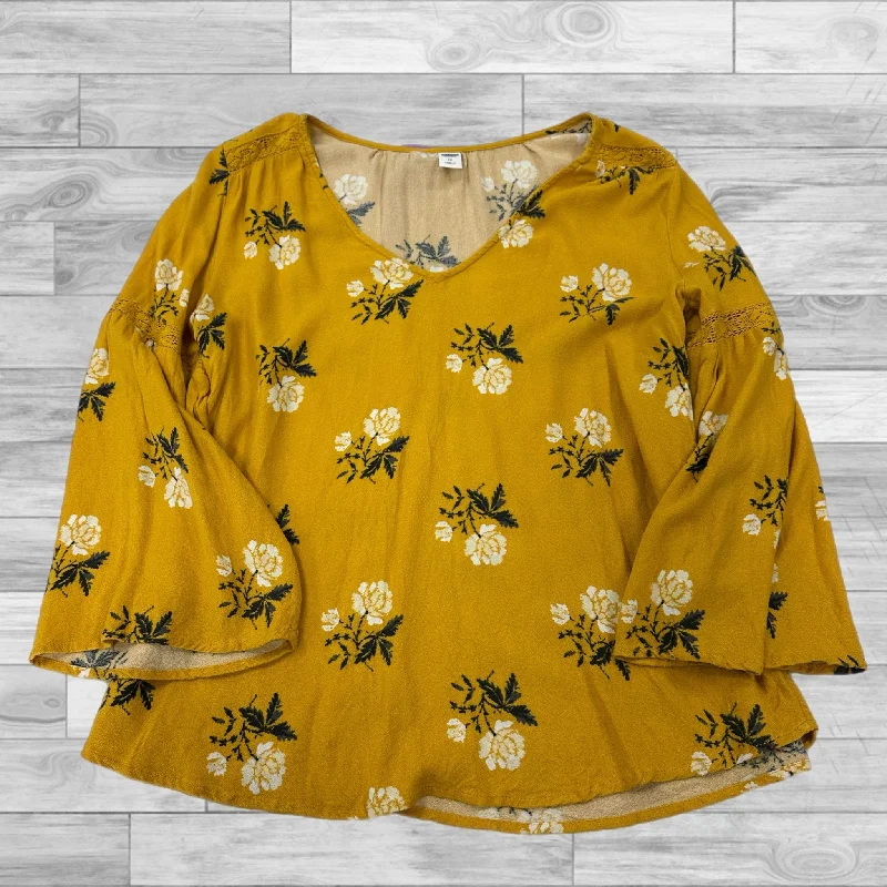 women's tops with bell sleevesTop 3/4 Sleeve By Old Navy In Yellow, Size: Xs