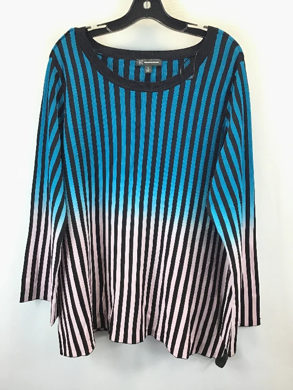 women's tops with beading accentsTop 3/4 Sleeve By International Concepts In Striped Pattern, Size: 2x