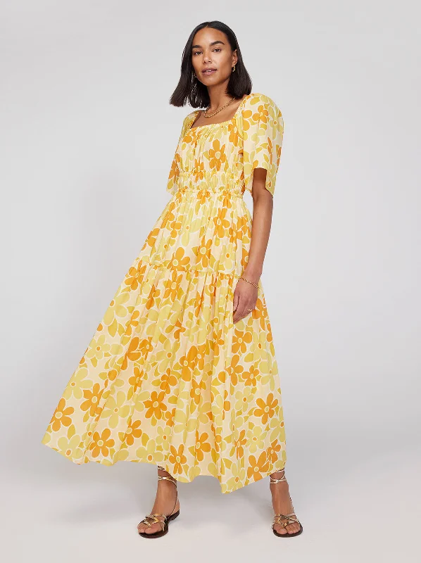 Bell-Sleeve DressLouisa Yellow Floral Print Maxi Dress