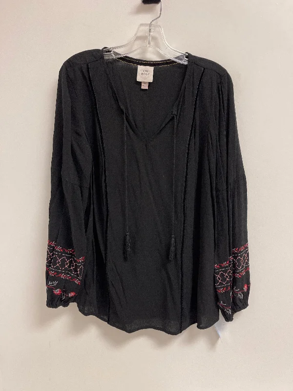 women's tops for those who want to wear versatile pieces that can be dressed up or downTop Long Sleeve By Knox Rose In Black, Size: L