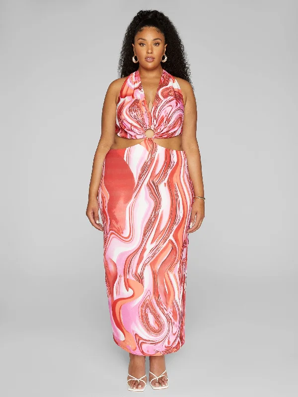 Formal DressCallie Swirl Print O-Ring Maxi Dress