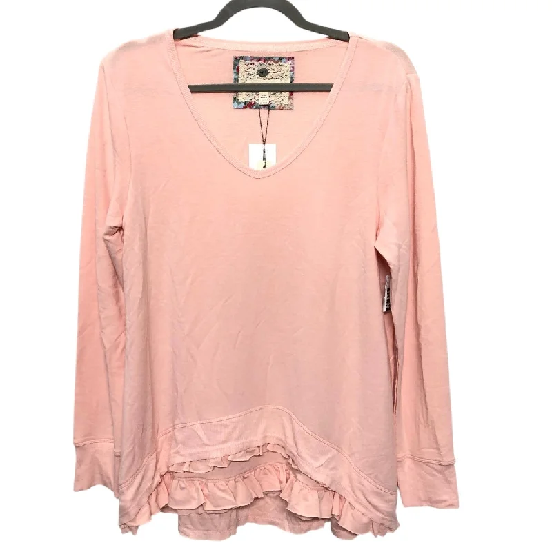 women's tops with ruffled hemsTunic Long Sleeve By Cupio In Peach, Size: L