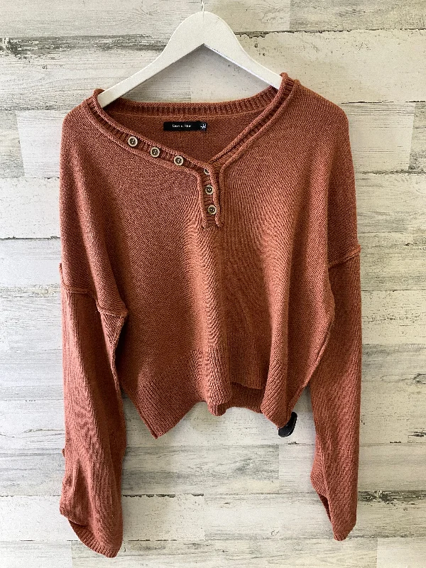 women's tops in solid colorsTop Long Sleeve By Doe & Rae In Brown, Size: L