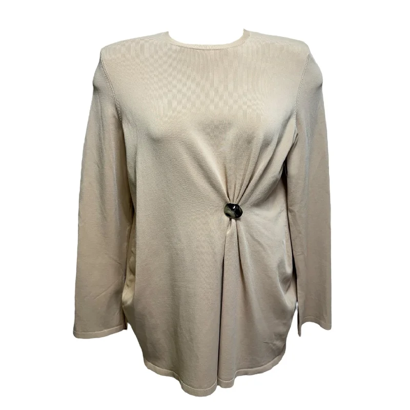 women's tops made from cottonKnit Gathered Tunic Long Sleeve By Karen Millen In Beige, Size: L