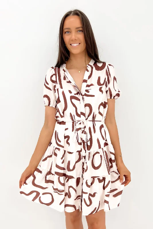 women's pastel dressesVickie Mini Dress Brown Swirl