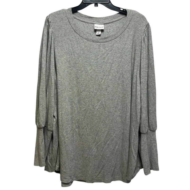 lace women's topsTop Long Sleeve By Ava & Viv In Grey, Size: 4x