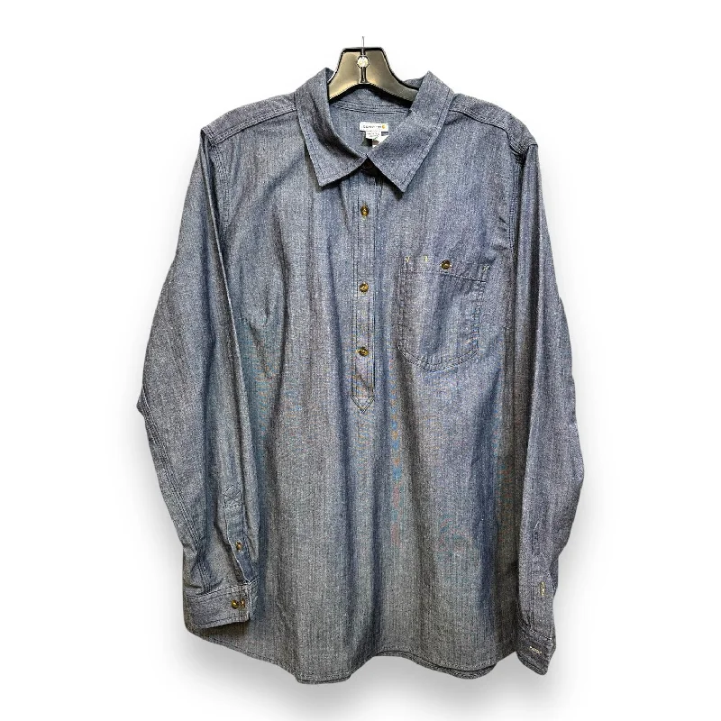 women's tops for relaxed weekendsTop Long Sleeve By Carhart In Denim, Size: Xl