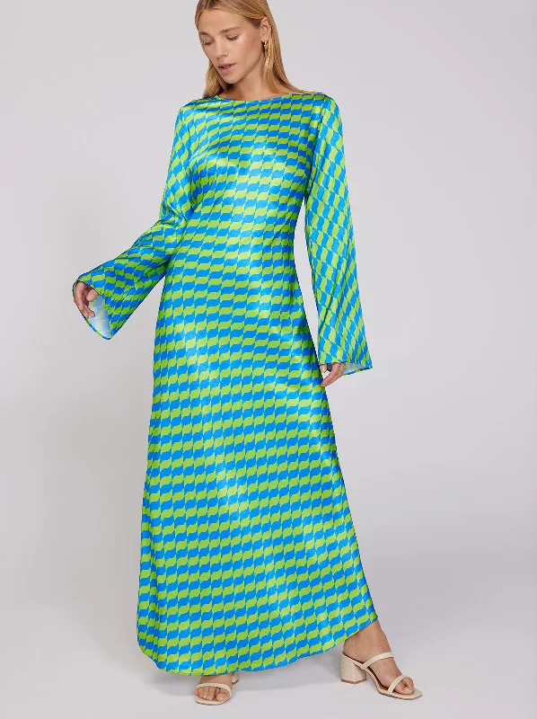 Wrap DressKeira Green Wavy Tile Maxi Dress