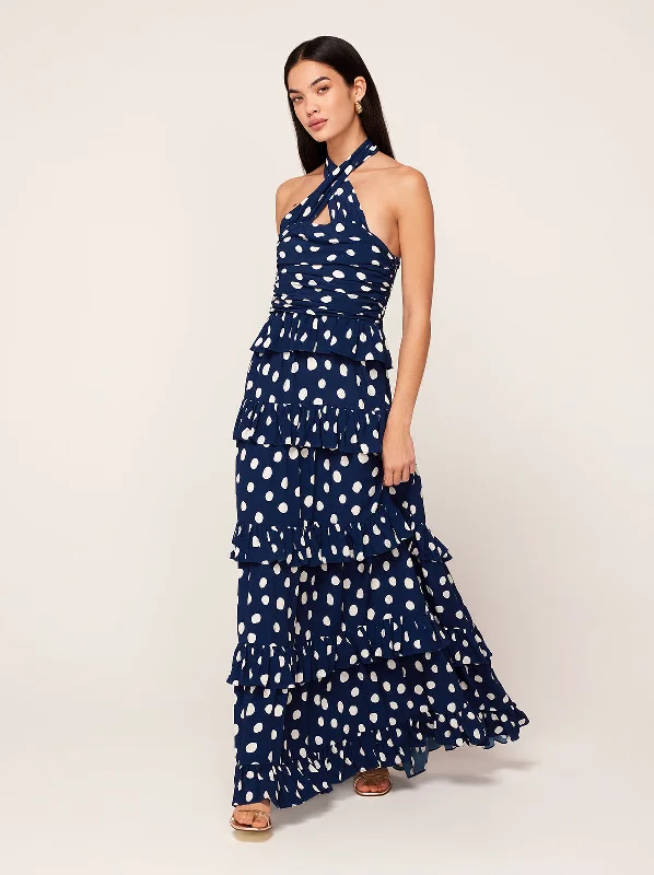 Velvet DressRomily Mixed Polka Dot Maxi Dress