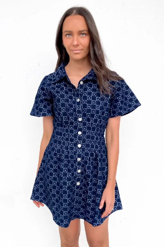 women's versatile dressesNyah Denim Mini Dress Blue