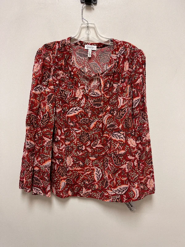 plus-size women's topsTop Long Sleeve By Jessica Simpson In Red, Size: L