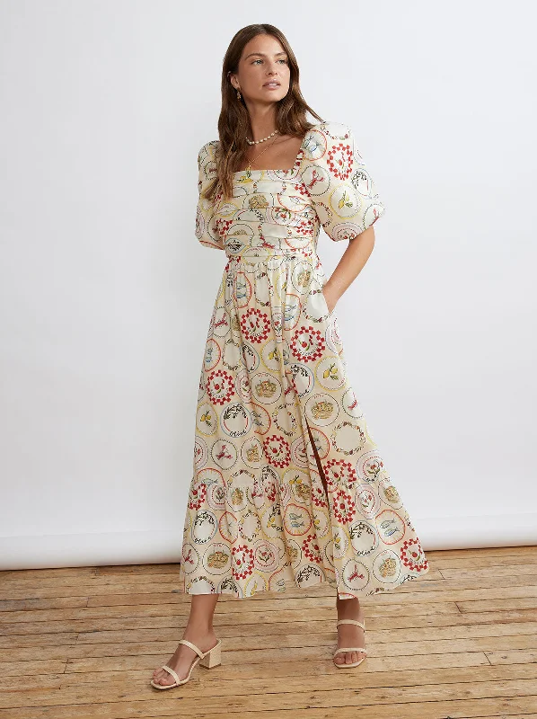 Silk DressMaggie Vintage Plates Maxi Dress