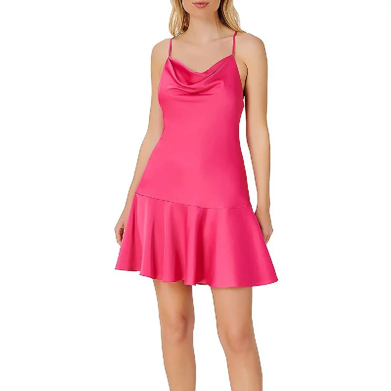 women's cotton dressesAidan Mattox Womens Satin Mini Sheath Dress