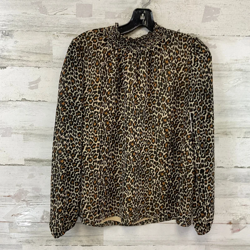 women's tops for minimalist aestheticsTop Long Sleeve By J. Crew In Animal Print, Size: L