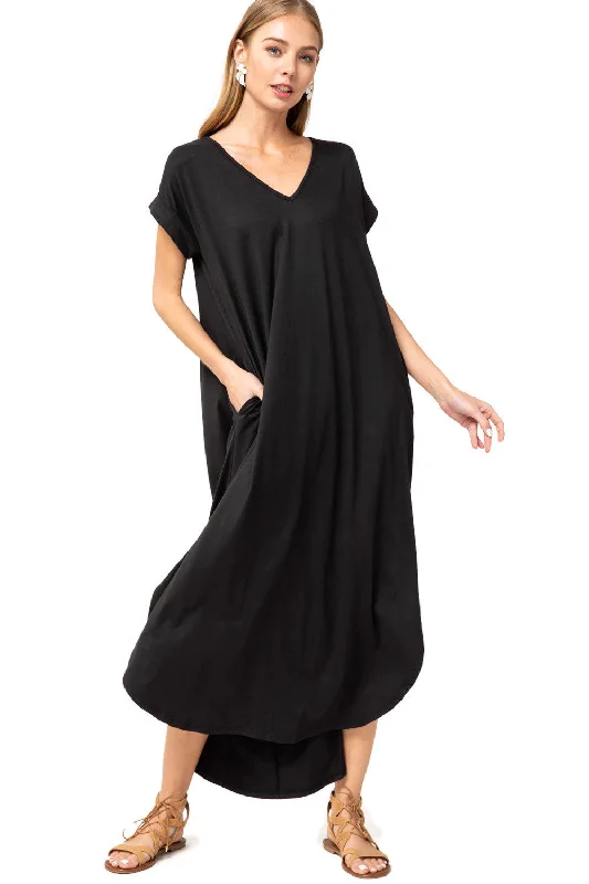 Velveteen DressEveryday Pocket Maxi Dress, Black