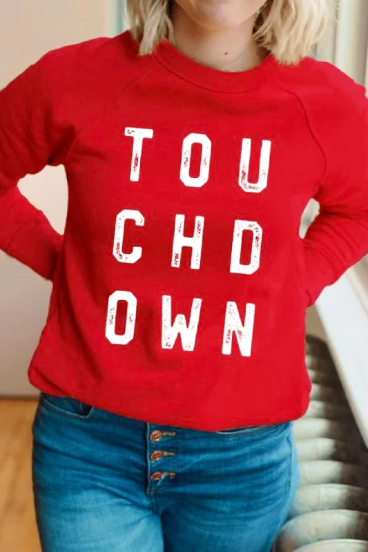 women's tops that offer a perfect blend of style, comfort, and affordabilityBright Red Touchdown Sweatshirt - FINAL SALE