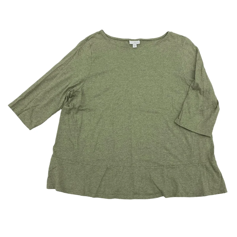 women's tops with bell sleevesGREEN TOP 3/4 SLEEVE by PURE JILL Size:XL