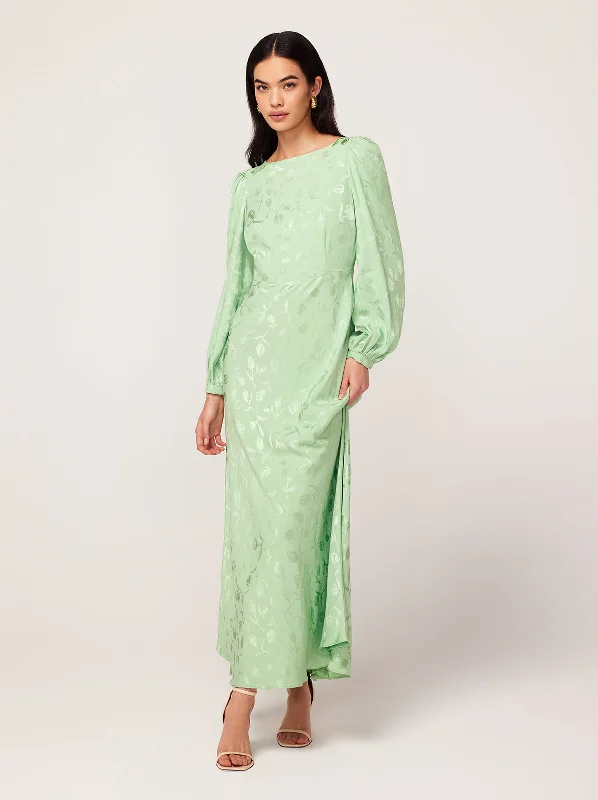 Embellished DressMegan Pistachio Tulip Jacquard Maxi Dress